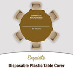 12-Pack Premium Plastic Tablecloth 84in. Round Table Cover - Gold