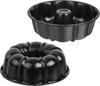 Onader 2 Pack Cake Pan Nonstick, 10 Inch Round Fluted Tube Pans for Baking Pound Cakes, 10 Cups Large Heavy Duty Carbon Steel Baking Mold, Black