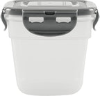 Rachael Ray Leak-Proof Stacking Container Food Storage Bin Set, 30-Piece, Clear with Gray Lids