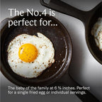 Field Company 6.75-Inch Cast Iron Skillet – Pre-Seasoned Small Frying Pan for Eggs, Single Servings & Everyday Prep, Lighter & Easy to Handle, Smooth, Made in USA (No.4, 1 Serving)