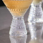 LEMONSODA Hobnail Pink/Clear Martini Glasses Vintage Cocktail Glasses (9oz) for Martini, Cocktail, Margarita, Cosmopolitan, Manhattan (Clear, Set of 4)