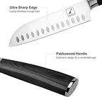 imarku Santoku Knife 7 inch Kitchen Knife Ultra Sharp Asian Knife Japanese Chef Knife, German HC Stainless Steel 7Cr17Mov, Ergonomic Pakkawood Handle, Gifts for Women/Men, Black