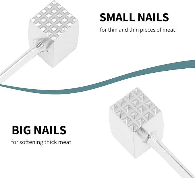 VOCOSTE Meat Tenderizer Mallet, Aluminum Alloy Kitchen Double-sided Square Meat Pounder Flattened, Meat Mallet Hammer, Steak Chicken Beef Tenderizer Tool