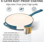 Hisencn Enameled Cast Iron Frying Pan Set, 3 Piece Set of Skillets(8''/9.5''/11''), PFAS & PTFE & PFOA -Free, Gas/Induction/Electric/Oven Compatible, Biscay Blue