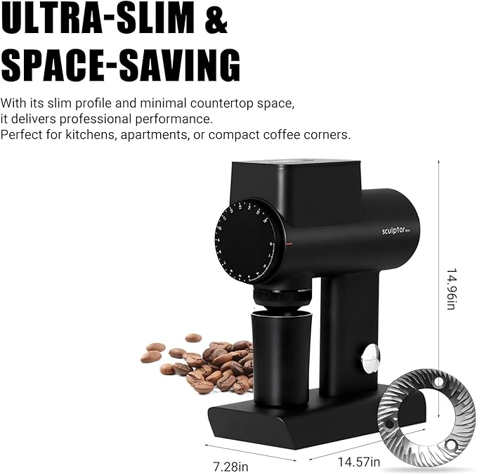 TIMEMORE Sculptor 078S Flat Burr Coffee Bean Grinder, Electric Espresso Grinder with Stepless Coarseness Adjustment, Suitable for Espresso, Pour over, French Press, Cold Brew - White