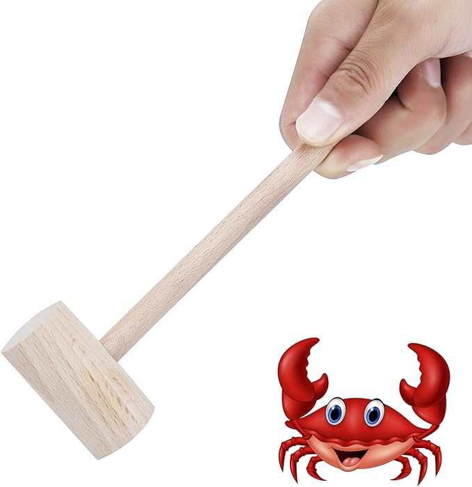 Wood Crab & Mallets Mallets, Natural Beech Wood Hammers, Set of 12