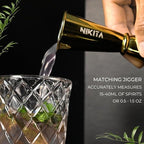 Gold Cocktail Shaker Set - 5 Piece Martini Shaker Set with Strainer, Jigger, Spoon & Muddler - 16oz Glass Cocktail Shaker Set - Ideal Gift for Home Bar & Drink Trolley Décor