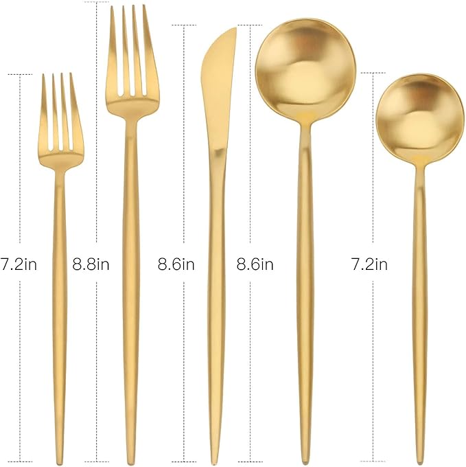 Matte Gold Silverware Set, SHARECOOK 30-Piece Stainless Steel Satin Finish Flatware Set Service for 6, Kitchen Utensil Set, Tableware Cutlery Set for Home and Restaurant…