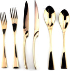 Stainless Steel Mirror Polished Rose Gold Flatware Set , Steak Knife Dinnerware Knife Fork Salad Fork Dessert Spoon 24-piece , Service for 4