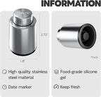 Volkee Wine stoppers vacuum, Wine saver for wine bottles, Wine preserver keep wine fresh, Rescuable wine caps for bottles, Stainless Steel [2 Pack]