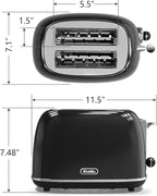 Toaster 2 slice,Retro Stainless Steel Toaster with 6 Settings, 1.5 In Extra Wide Slots, Bagel/Defrost/Cancel Function, Removable Crumb Tray (Dark)