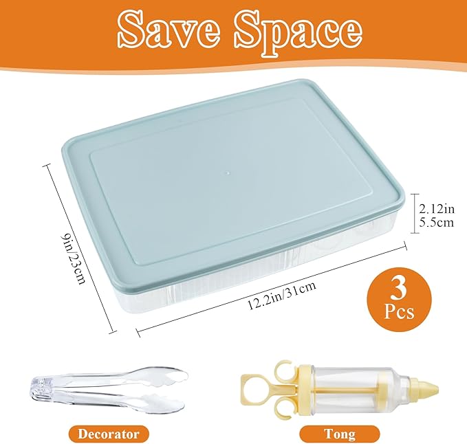 3 Pcs Deviled Egg Containers with Lid,72 Count Plastic Egg Holder and Deviled Egg Injector Piping Tool,Portable Storage Carrier Fridge Stackable Countertop Egg Platter for Easter Picnic Party