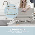 4 Pack 9.5QT Chafing Dish Full Set – Stainless Steel Catering Chafer with Lids, Pans & Fuel Holders – Buffet Food Warmers for Parties, Events & Weddings (Rolled Edges)