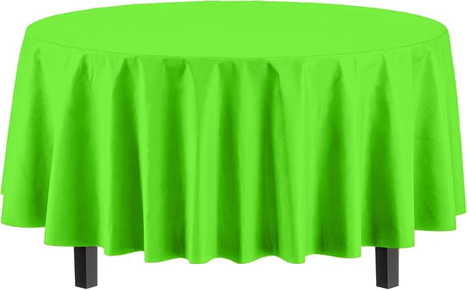 Exquisite 12-Pack Premium Plastic 84-Inch Round Tablecloth, Lime Green