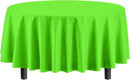 Exquisite 12-Pack Premium Plastic 84-Inch Round Tablecloth, Lime Green