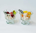 Ice Cream Bowls Drinking Glass Cups Set of 2 (Transparent), Flower Petal Style Glasses, 8.5oz, Suitable for Ice cream, Cocktails, Dessert & More.