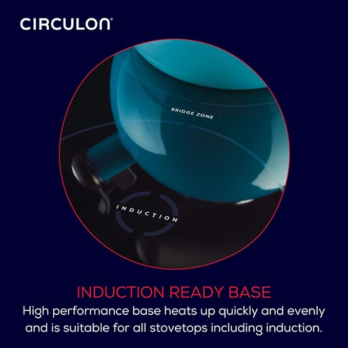 Circulon Enamel on Steel Whistling Teakettle/Teapot With Flip-Up Spout, 2 Quart - Turquoise Blue