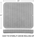 Silicone Dish Drying Mat for Multiple Usage,Easy clean,Eco-friendly,Heat-resistant Silicone Mat for Kitchen Counter or Sink,Refrigerator or Drawer Liner Grey XL 18 inches x 16 inches