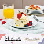 Miicol Small Dessert Plates Set of 6, Ceramic White Appetizer Plates 6 Inch, Mini Porcelain Serving Plate for Cake, Bread, Salad, Snack