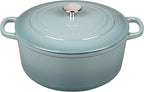 Enameled Dutch Ovens Cast Iron Dutch Oven Pot with Lid for Bread Baking, Cook, Dual Handle, 5.5 Quart, Seasalt