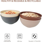 greenandlife 24oz/4PCS Wheat Straw Cereal Bowls, Lightweight Unbreakable Noodle Fruit Soup Rice Bowls Dishwasher Microwave Safe Bowl Sets, Non-toxin, BPA Free, Earth Tone