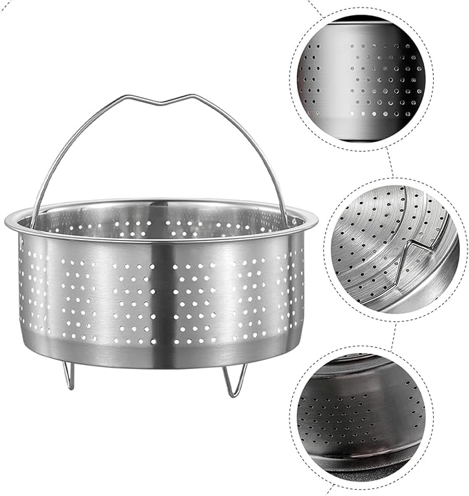 UPKOCH Mesh Strainer Steamer Basket Stainless Steel Vegetable Steamer Basket Steam Cooking Insert for Dumpling Steaming Basket with Handle for Veggie Fish Seafood Cooking, 20cm