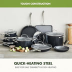 GreenPan 17 Piece Nonstick Swift Cookware Set, Ceramic PFAS-Free Pots & Pans with Lids, Dishwasher & Oven/Broiler Safe to 600F, Kitchen Cooking Set, Sauce, Saute, Stock, Griddle, Frying Pans, Gray