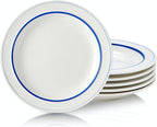 9-inch Porcelain Dinner Plate Set of 6 - Microwave, Oven and Dishwasher Safe, Scratch Resistant. (9-inch Blue)