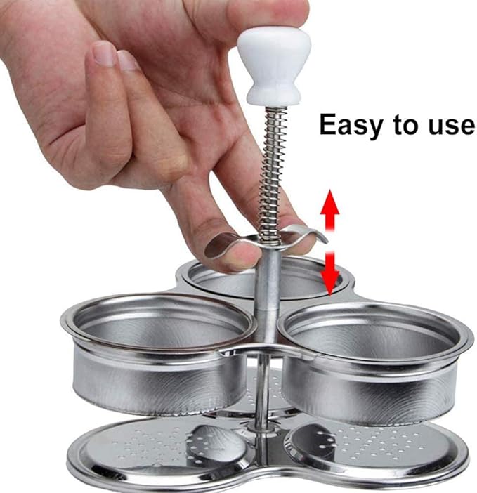 Egg Poachers with 3 Stainless Steel Grids, Non Stick Pocket Egg Cups for Quick, Easy, and Nutritious Breakfast