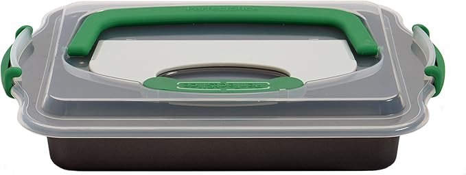 BergHOFF Perfect Slice 9" x 13' Inch Cake Pan With Cover and Perfect Slicing Tool. Creates Perfect Portions Of Your Baking And Holiday Dishes. Perfect Portions For All Of Your Family Desserts