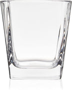 TRUE Square Rocks Glass, Old Fashioned Whiskey Glasses, Superb Drinking Cups for Cocktail Party, Home Bar, Bartender Accessories, Set of 4, 10 oz