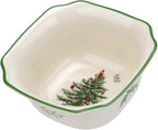 Spode Christmas Tree 5.5-Inch Square Porcelain Bowl - Serving Bowl for Candies, Nuts, Desserts, and Small Floral Arrangements - Festive Holiday Tableware, Dishwasher and Microwave Safe