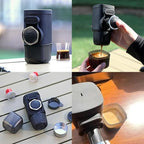 Portable Hand press Coffee Maker with with Capsule Compartment and Coffee Powder Bowl & Travel Mug - Compact Espresso Machine for Home, Travel, Manual Coffee Brewing