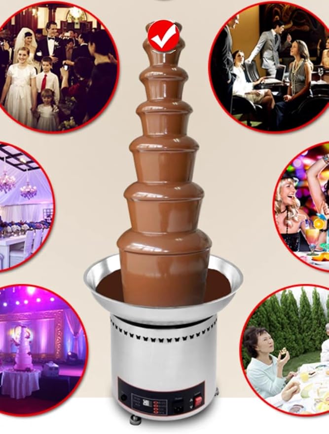 Chocolate Fountain 110V Electric 6-Tiers Digital Chocolate Fountain Melting Machine Heating Fondue Fountain