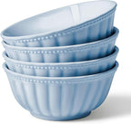 Ceramic Soup Serving Bowls for Kitchen, 6.4 Inch, Set of 4, Cereal Bowl Porcelain, Oven & Microwave Safe, Blue