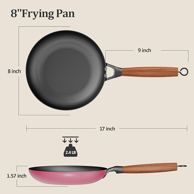YUTANN Nonstick Frying Pan, 8 inch Enameled Cast Iron Pan Kitchen Healthy Egg Fry Pan Omelette with Detachable Handle, Lightweight Pre-seasoned Cast Iron Skillet, Dishwasher & Oven Safe