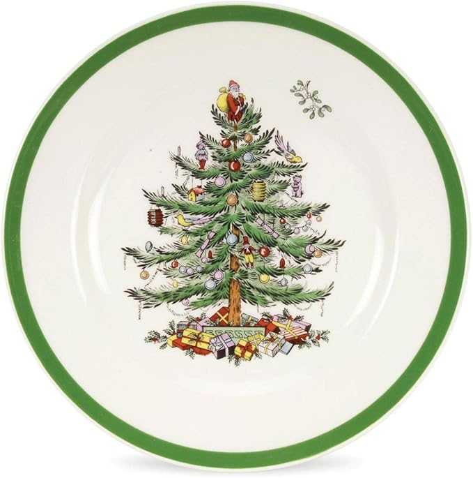 Spode 7.25" Salad Plate - Christmas Tree Design | Stoneware - Dishwasher, Microwave, Freezer Safe | Holiday Dinnerware Décor - Gifting Ideas, Gathering Serveware - Round Serving Dish