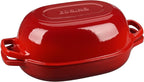 Enameled Cast Iron Dutch Oven Pot with Lid, Oval Dutch Oven for Bread Baking, Bread Oven for Homemade Sourdough Bread Baking, 7qt, Red