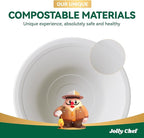 JOLLY CHEF Compostable Disposable Paper Bowl [16 oz] Heavy Duty Soup Containers [500 Pack] Biodegradable Bagasse Hot Cold Food Eco-Friendly Sugarcane Microwavable Bowls for Salad Dessert Milk Cereals