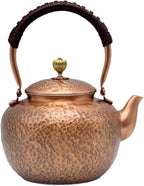 50.7oz Elegant Chinese Style Copper Tea Kettle For Stovetop, Non-Coating Pure Copper Teapot with Stainless Steel Infuser For Loose Tea, Large and Solid Tea Pot(1500ml)