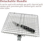 Large Grill Basket Set with Heat-Resistant Gloves & Skewers - Heavy Duty 304 Stainless Steel Folding BBQ Rack for Fish, Meat, Vegetables, Tailgating, Camping Gift for Grill Masters (Dad/Husband)