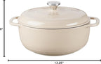 Lodge 6 Quart Enameled Cast Iron Dutch Oven with Lid – Dual Handles – Oven Safe up to 500° F or on Stovetop - Use to Marinate, Cook, Bake, Refrigerate and Serve – Sandalwood