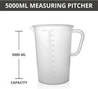 Plastic Graduated Measuring and Mixing Pitcher - 5000ml Plastic Graduated Measuring Pitcher - Soap Making Supplies for Easy Pouring & Accurate Measurements, With Handle & Pour Spout, 5 Liter