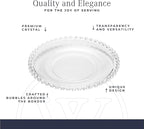 WOLFF - Set of 4 Pearl Beaded Crystal Dessert Plates - Salad, Appetizer or Starter Plate, Dinner Accessories, Decorative Dish, Crystal Kitchen Accessories - Luxury Dinnerware - Clear 8"