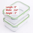 63 Oz 2 Pcs Large Glass Food Storage Containers 8 Cups Family Size Set Baking Containers with Locking Lids Storing food, BPA Free Leak Proof Microwave Oven Safe (2, 63 OZ)