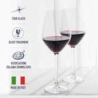Bormioli Rocco Inalto Tre Sensi Collection Set Of 4 Premium 14.5 Oz. Wine Glasses, Made From Crystal Clear Star Glass, Made In Italy.