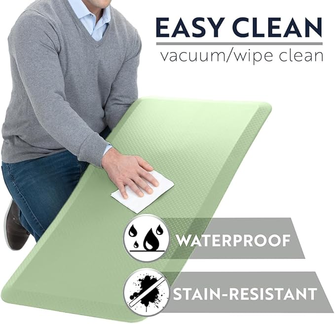 KANGAROO Thick Ergonomic Anti Fatigue Mats for Kitchen Floor, Cushioned Standing Office Desk Mat, Waterproof Scratch Resistant Topside, Supportive All Day Comfort Padded Foam Rugs, 17x24, Sage Green