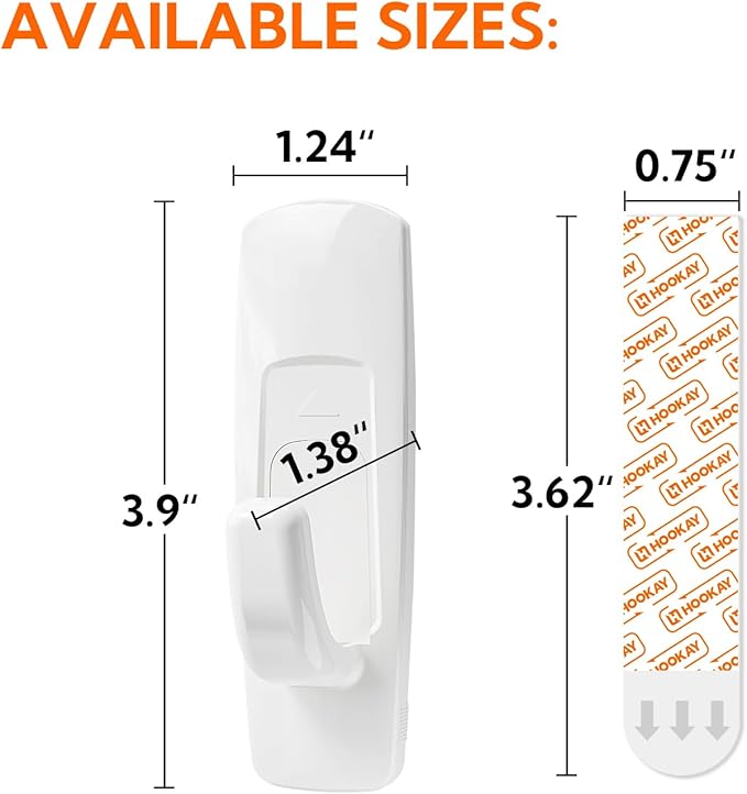 hookay 5lbs Utility Hooks, Damage-Free Hanging Wall Hooks, No Tools Removable Hanging Organizational Items in Living Spaces, 7 Hooks, 12 Adhesive Strips