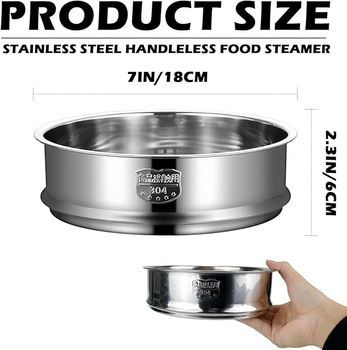 Stainless Steel Steamer Pot 7 Inch Round Cooking Rack Food Steamer Basket Insert for Baking Cooking Steaming (18cm)
