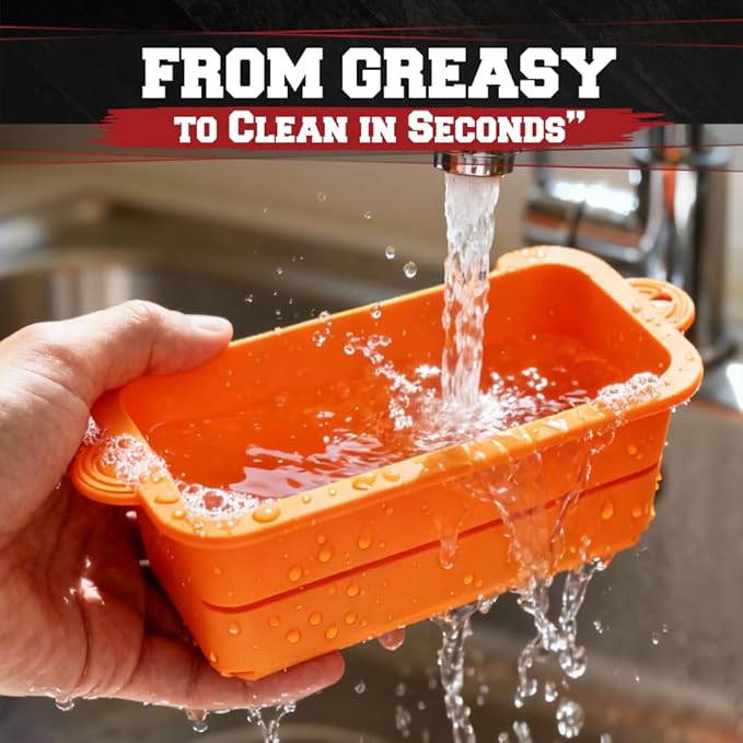 Kitchen perfection 2 Reusable Silicone Grease Cup Liners for Blackstone Griddle Grill - Fits 36 28 22 17 - Drip Catcher Tray Pans - A Must Have Blackstone Accessries for Easy Cleaning